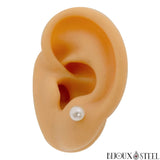 Boucle d'oreille dorée boule nacrée 6mm en acier inoxydable