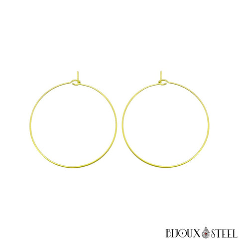 Boucles d'oreilles créoles dorées 20mm anneaux en acier inoxydable