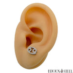 Boucles d'oreilles argentées signe du zodiaque cancer en acier inoxydable