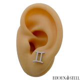 Boucles d'oreilles argentées signe du zodiaque des gémeaux en acier inoxydable