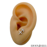Boucles d'oreilles argentées signe du zodiaque sagittaire en acier inoxydable