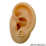 Boucles d'oreilles dorées signe du zodiaque balance en acier inoxydable