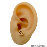 Boucles d'oreilles dorées signe du zodiaque cancer en acier inoxydable