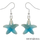 Boucles d'oreilles pendantes à étoiles de mer bleu turquoise en verre création