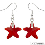 Boucles d'oreilles pendantes à étoiles de mer rouges en verre création