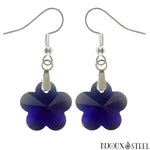 Boucles d'oreilles pendantes à fleurs bleues en verre