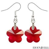 Boucles d'oreilles pendantes à fleurs rouges en verre