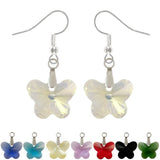 Boucles d'oreilles pendantes à papillons en verre et acier chirurgical huit coloris 