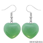 Boucles d'oreilles pendantes coeurs en pierre naturelle d'aventurine verte