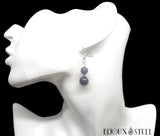 Boucles d'oreilles pendantes double perle de goldstone pierre du soleil bleue en verre