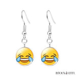 Boucles d'oreilles pendantes à Emoji mort de rire