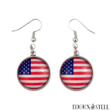 Boucles d'oreilles pendantes à drapeau des Etats-Unis
