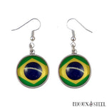 Boucles d'oreilles pendantes à drapeau du Brésil