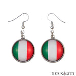 Boucles d'oreilles pendantes à drapeaux de l'Italie
