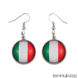 Boucles d'oreilles pendantes à drapeaux de l'Italie