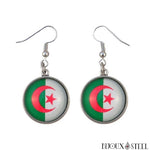 Boucles d'oreilles pendantes à drapeau de l'Algérie