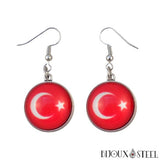 Boucles d'oreilles pendantes à drapeau de la Turquie