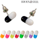 Boucles d'oreilles pilules bicolores acryliques 9 modèles
