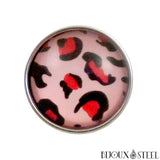 Bouton pression à camouflage léopard rose et noire pour bijoux interchangeables