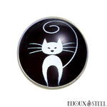 Bouton pression à chat à quatre pattes blanc et noir pour bijoux interchangeables