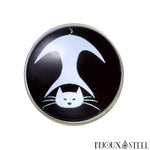 Bouton pression à chat acrobatique blanc et noir pour bijoux interchangeables