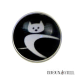 Bouton pression à chat noir et blanc pour bijoux interchangeables