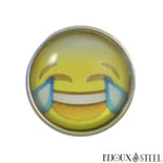 Bouton pression emoji mort de rire pour bijoux interchangeable