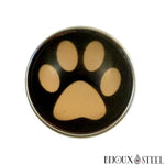 Bouton pression à patte de chien chat beige et noir pour bijoux interchangeables