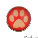 Bouton pression à patte de chien chat beige et rouge pour bijoux interchangeables