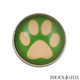 Bouton pression à patte de chien chat beige et vert pour bijoux interchangeables