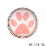 Bouton pression à patte de chien chat rose et blanc pour bijoux interchangeables