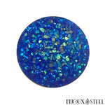Bouton pression bleu 3D scintillant pour bijoux interchangeables