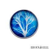 Bouton pression à arbre blanc et bleu électrique pour bijoux