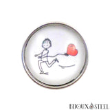 Bouton pression modèle garçon love avec son ballon pour bijoux interchangeables