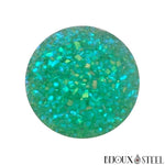 Bouton pression vert turquoise 3D scintillant pour bijoux interchangeables