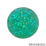 Bouton pression vert turquoise 3D scintillant pour bijoux interchangeables