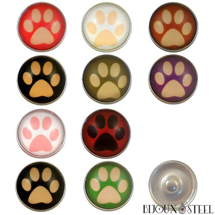 Boutons pressions à pattes de chiens chats pour bijoux interchangeables