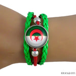 Bracelet à drapeau de l'Algérie en simili cuir