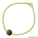 Bracelet à perle d'agate du Botswana 10mm et sa chaîne dorée en acier inoxydable