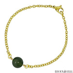 Bracelet à perle d'agate indienne 10mm en pierre naturelle et sa chaîne dorée en acier chirurgical
