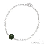Bracelet à perle d'agate indienne 8mm en pierre naturelle et acier inoxydable argenté