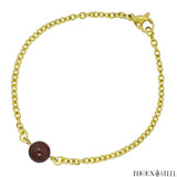 Bracelet à perle d'agate indienne 8mm et acier inoxydable doré