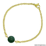 Bracelet à perle unique d'agate mousse 10mm et sa chaîne dorée en acier chirurgical