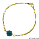 Bracelet à perle d'apatite bleue 10mm et sa chaîne dorée en acier chirurgical