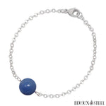 Bracelet à perle d'aventurine bleue 10mm et sa chaîne argentée en acier chirurgical