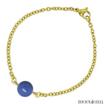 Bracelet à perle d'aventurine bleue 10mm et sa chaîne dorée en acier chirurgical