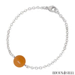 Bracelet à perle d'aventurine orange 10mm et sa chaîne argentée en acier chirurgical