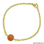 Bracelet à perle d'aventurine orange 10mm en acier inoxydable doré