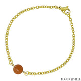 Bracelet à perle d'aventurine orange 8mm et sa chaîne dorée en acier chirurgical
