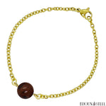 Bracelet doré à perle d'obsidienne acajou 10mm en pierre naturelle et acier chirurgical
